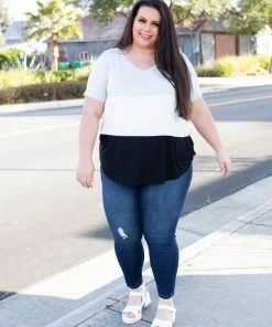 Boutique Simplified Cookies N Cream Colorblock Top