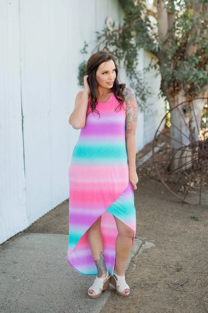 Boutique Simplified Summer Sunset Tulip Maxi Dress 1 Boutique Simplified Summer Sunset Tulip Maxi Dress