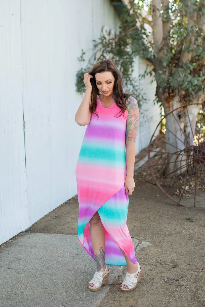 Boutique Simplified Summer Sunset Tulip Maxi Dress 6 Boutique Simplified Summer Sunset Tulip Maxi Dress