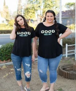 Boutique Simplified Good Vibes Short Sleeve Top