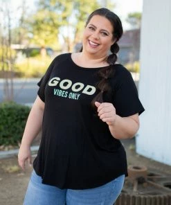 Boutique Simplified Good Vibes Short Sleeve Top