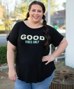 Boutique Simplified Good Vibes Short Sleeve Top
