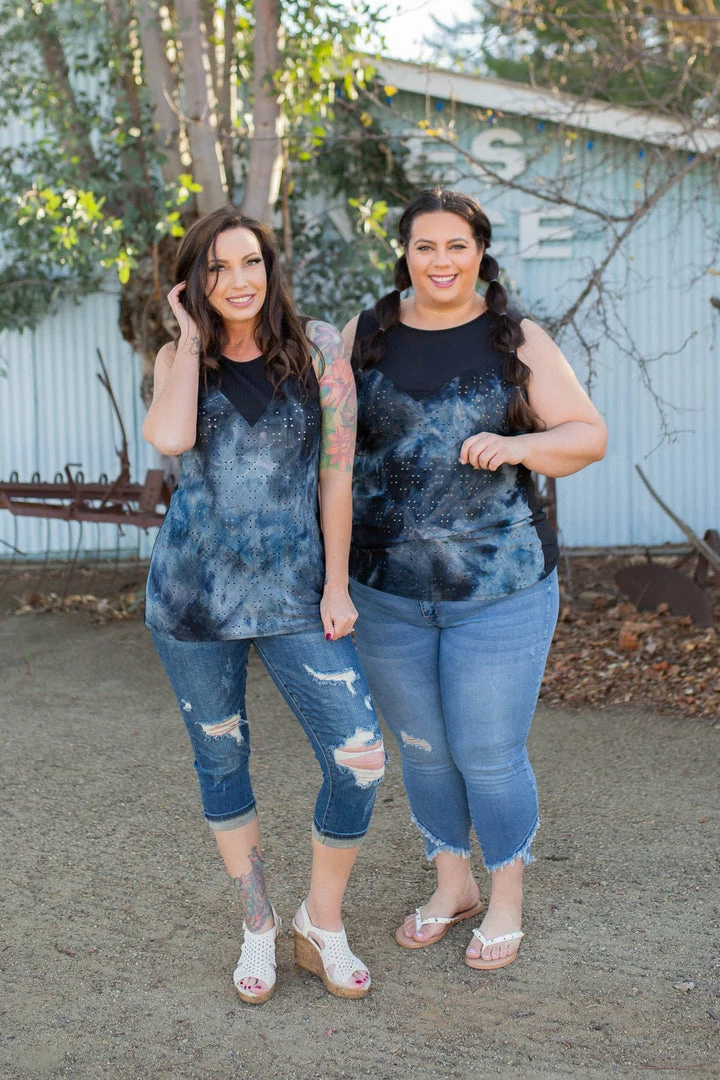 Boutique Simplified Smokey Eyelet Sleeveless Top 1 Boutique Simplified Smokey Eyelet Sleeveless Top