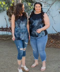 Boutique Simplified Smokey Eyelet Sleeveless Top