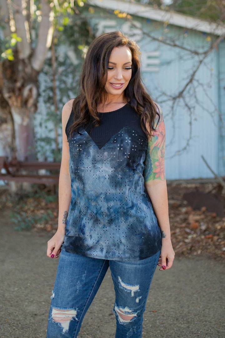 Boutique Simplified Smokey Eyelet Sleeveless Top 3 Boutique Simplified Smokey Eyelet Sleeveless Top