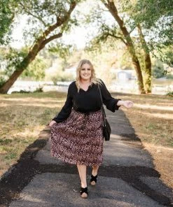 No Ship Drop Ship We See The Magic Pleated Animal Print Midi Skirt