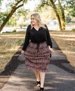 No Ship Drop Ship We See The Magic Pleated Animal Print Midi Skirt