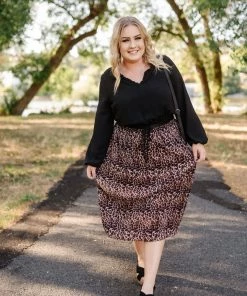 No Ship Drop Ship We See The Magic Pleated Animal Print Midi Skirt