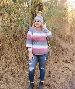 No Ship Drop Ship Caught Up In You Striped Ombre' Top