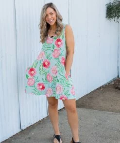 Boutique Simplified Mint To Be Swing Dress