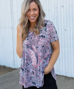 Boutique Simplified Mystery Awaits Short Sleeve Top