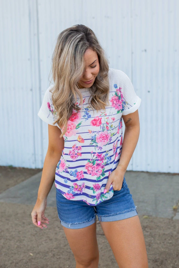 Boutique Simplified Pretty As A Flower Short Sleeve Top 2X 1 Boutique Simplified Pretty As A Flower Short Sleeve Top 2X