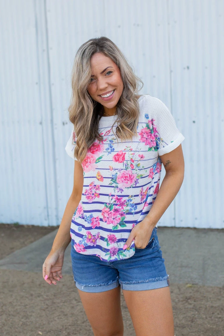 Boutique Simplified Pretty As A Flower Short Sleeve Top 2X 4 Boutique Simplified Pretty As A Flower Short Sleeve Top 2X