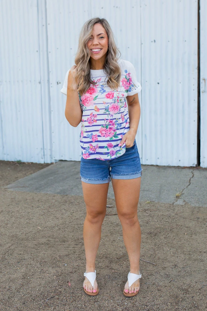 Boutique Simplified Pretty As A Flower Short Sleeve Top 2X 5 Boutique Simplified Pretty As A Flower Short Sleeve Top 2X