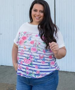 Boutique Simplified Pretty As A Flower Short Sleeve Top 2X 16 Boutique Simplified Pretty As A Flower Short Sleeve Top 2X