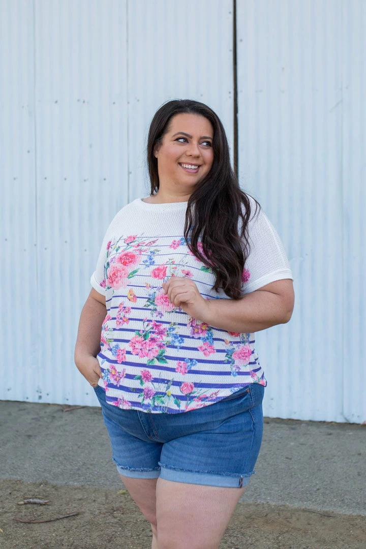 Boutique Simplified Pretty As A Flower Short Sleeve Top 2X 8 Boutique Simplified Pretty As A Flower Short Sleeve Top 2X