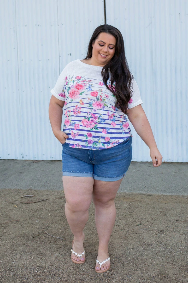 Boutique Simplified Pretty As A Flower Short Sleeve Top 2X 9 Boutique Simplified Pretty As A Flower Short Sleeve Top 2X