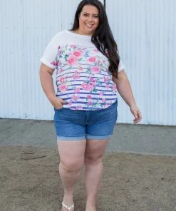 Boutique Simplified Pretty As A Flower Short Sleeve Top 2X 19 Boutique Simplified Pretty As A Flower Short Sleeve Top 2X