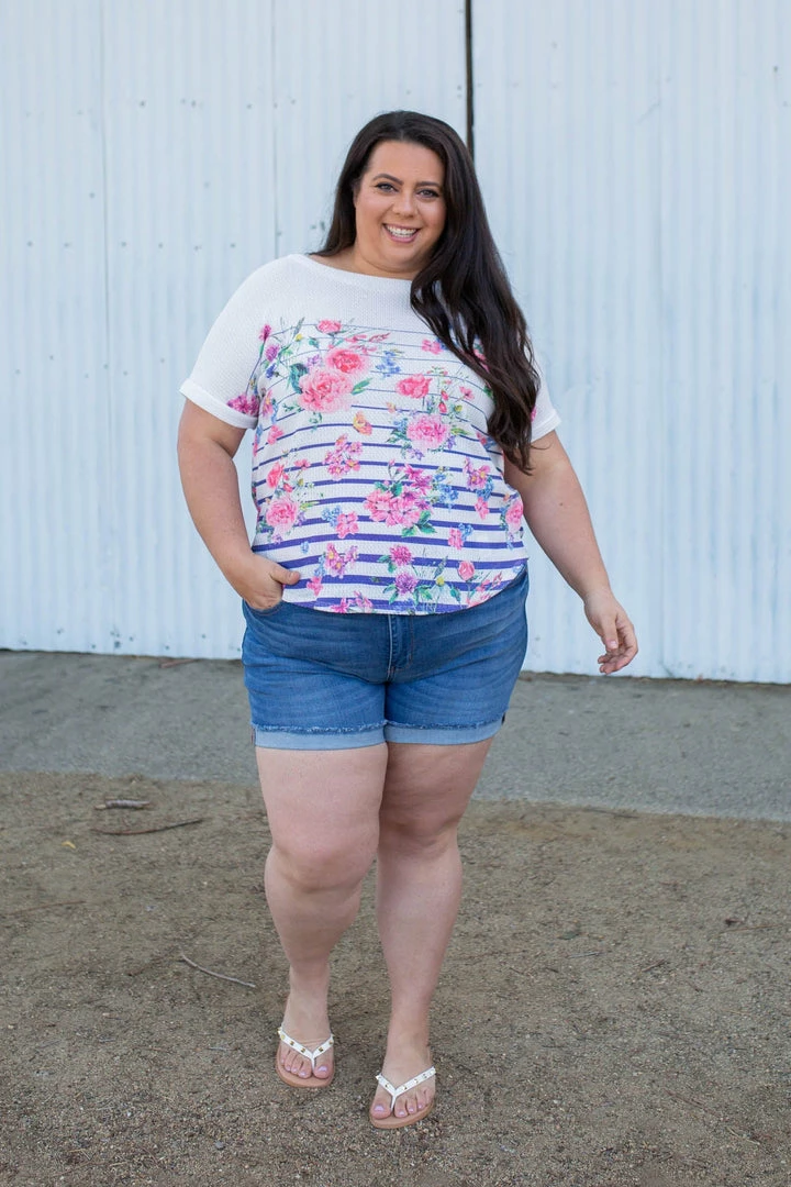 Boutique Simplified Pretty As A Flower Short Sleeve Top 2X 10 Boutique Simplified Pretty As A Flower Short Sleeve Top 2X