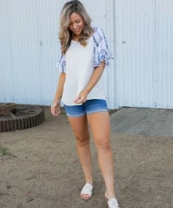 Boutique Simplified Royal Delft Ruffle Sleeve Top 14 Boutique Simplified Royal Delft Ruffle Sleeve Top