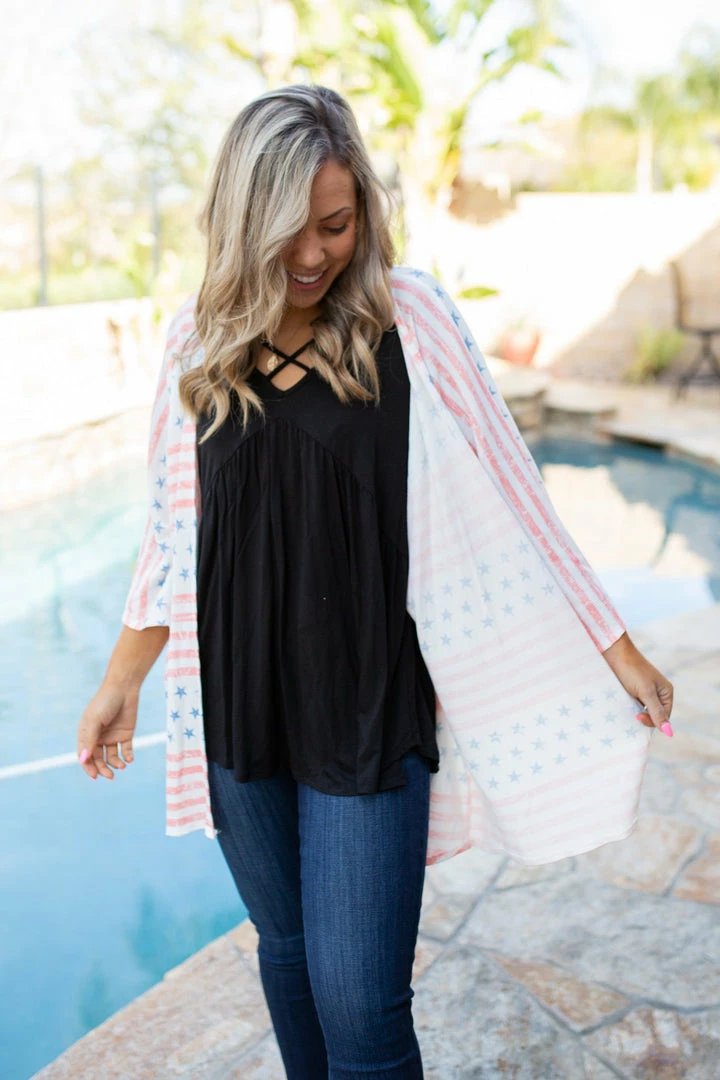 Boutique Simplified United We Stand Kimono Cardigan 1 Boutique Simplified United We Stand Kimono Cardigan