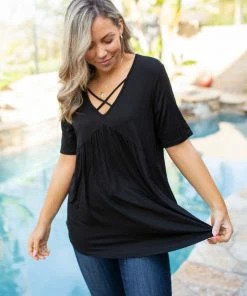 Boutique Simplified Crossroads Babydoll In Black