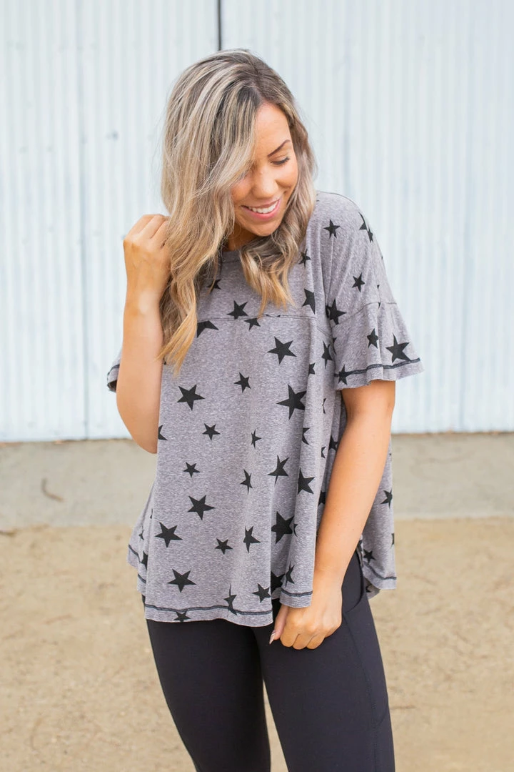 Boutique Simplified Starry Night Short Sleeve Top 5 Boutique Simplified Starry Night Short Sleeve Top