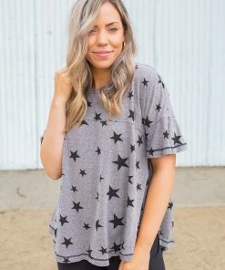 Boutique Simplified Starry Night Short Sleeve Top