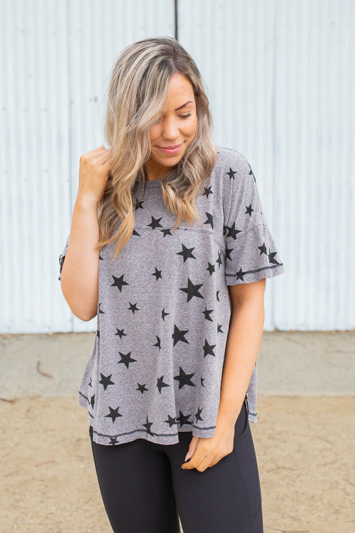 Boutique Simplified Starry Night Short Sleeve Top 6 Boutique Simplified Starry Night Short Sleeve Top