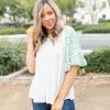 Boutique Simplified Summer Daisy Ruffle Sleeve Top
