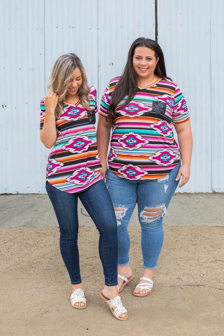 Boutique Simplified Arizona Sunrise Short Sleeve Top 3 Boutique Simplified Arizona Sunrise Short Sleeve Top