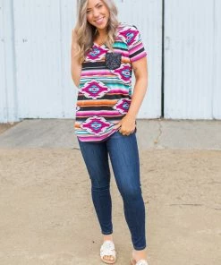 Boutique Simplified Arizona Sunrise Short Sleeve Top 14 Boutique Simplified Arizona Sunrise Short Sleeve Top