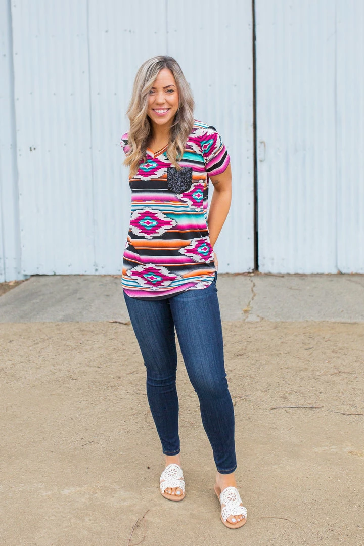 Boutique Simplified Arizona Sunrise Short Sleeve Top 6 Boutique Simplified Arizona Sunrise Short Sleeve Top