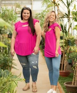 Boutique Simplified Peek A Boo Flutter Sleeve