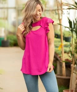 Boutique Simplified Peek A Boo Flutter Sleeve