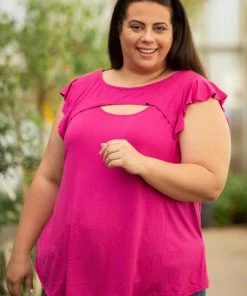 Boutique Simplified Peek A Boo Flutter Sleeve