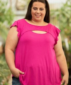 Boutique Simplified Peek A Boo Flutter Sleeve