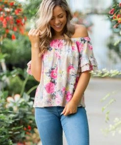 Boutique Simplified 2X Summer Blooms Ruffle Sleeve Top 14 Boutique Simplified 2X Summer Blooms Ruffle Sleeve Top