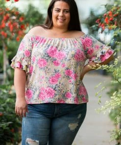 Boutique Simplified 2X Summer Blooms Ruffle Sleeve Top 17 Boutique Simplified 2X Summer Blooms Ruffle Sleeve Top