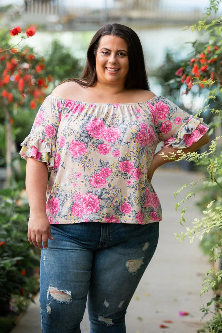 Boutique Simplified 2X Summer Blooms Ruffle Sleeve Top 7 Boutique Simplified 2X Summer Blooms Ruffle Sleeve Top