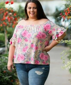 Boutique Simplified 2X Summer Blooms Ruffle Sleeve Top 18 Boutique Simplified 2X Summer Blooms Ruffle Sleeve Top