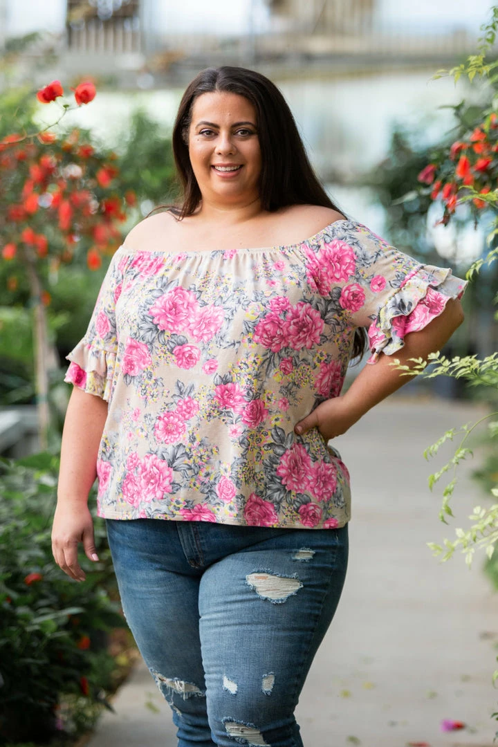 Boutique Simplified 2X Summer Blooms Ruffle Sleeve Top 8 Boutique Simplified 2X Summer Blooms Ruffle Sleeve Top