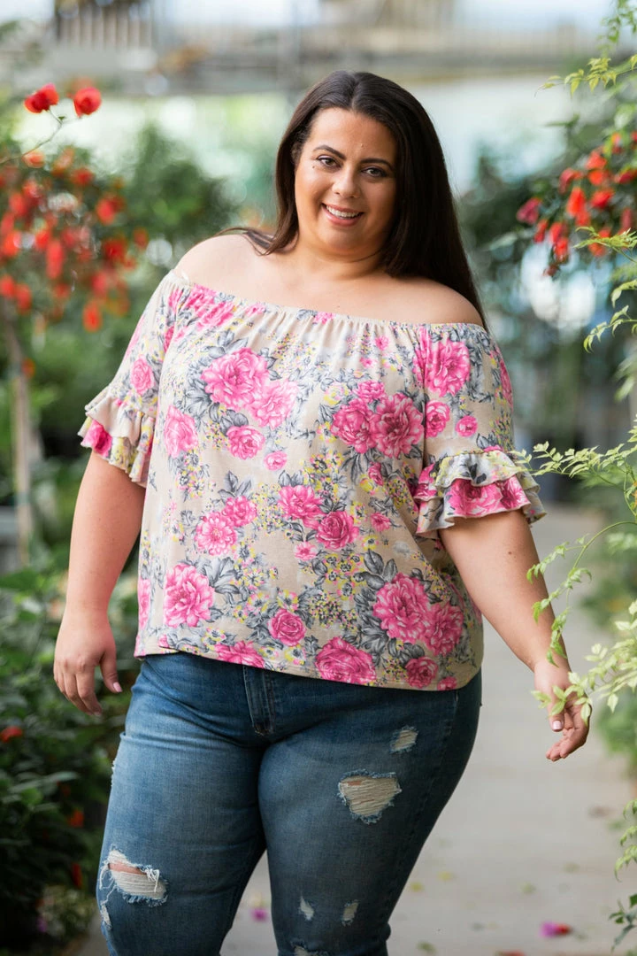 Boutique Simplified 2X Summer Blooms Ruffle Sleeve Top 9 Boutique Simplified 2X Summer Blooms Ruffle Sleeve Top