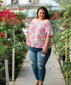 Boutique Simplified 2X Summer Blooms Ruffle Sleeve Top 20 Boutique Simplified 2X Summer Blooms Ruffle Sleeve Top