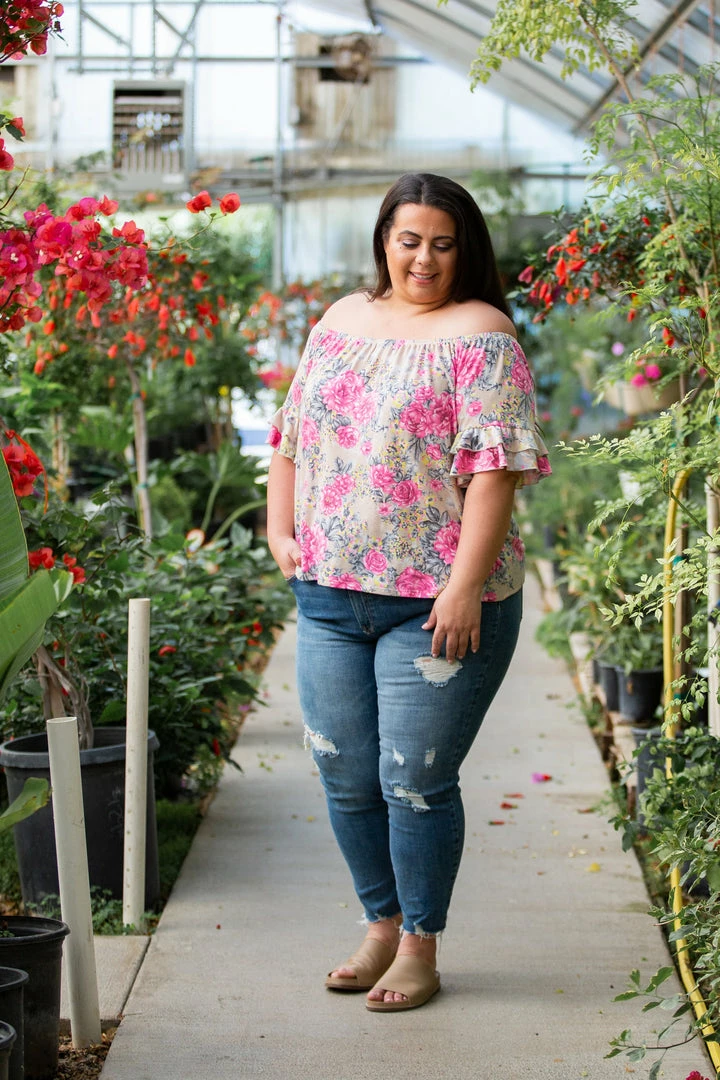 Boutique Simplified 2X Summer Blooms Ruffle Sleeve Top 10 Boutique Simplified 2X Summer Blooms Ruffle Sleeve Top