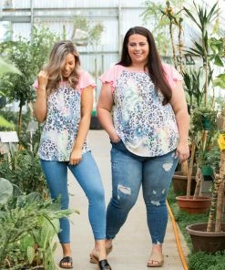 Boutique Simplified Summertime Flutter Sleeve Top