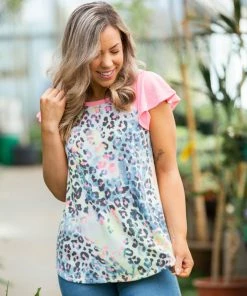 Boutique Simplified Summertime Flutter Sleeve Top