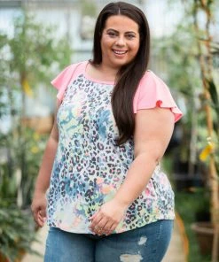 Boutique Simplified Summertime Flutter Sleeve Top