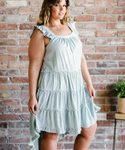 Trendsi Apparel Beautiful Skies Tiered High-Low Dress