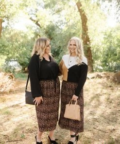 No Ship Drop Ship We See The Magic Pleated Animal Print Midi Skirt